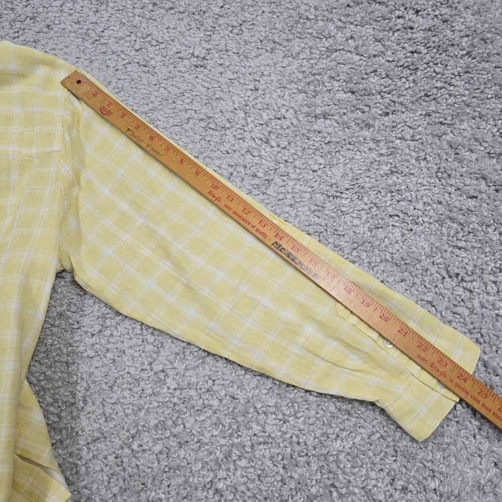 J Jill Womens Plaid Button‎ Up Shirt Yellow White Roll Tab Size 2X Coastal - Picture 11 of 11